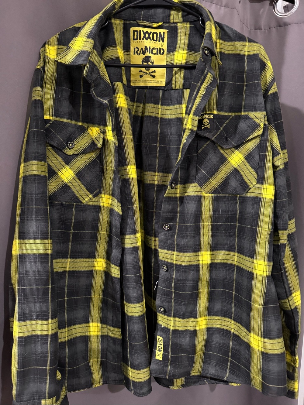 DIXXON RANCID women’s Yellow and Black Plaid Button-Down Shirt